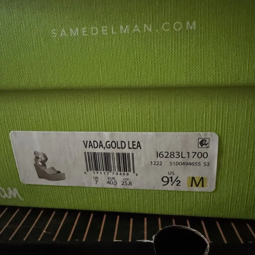 Samexoeman Womens Vada Sandals Gold Leather Size 9.5 M
